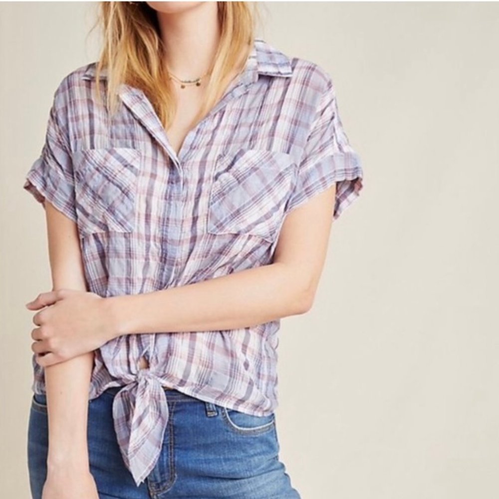 CLOTH AND STONE Liya Blouse Multicolor Plaid Top